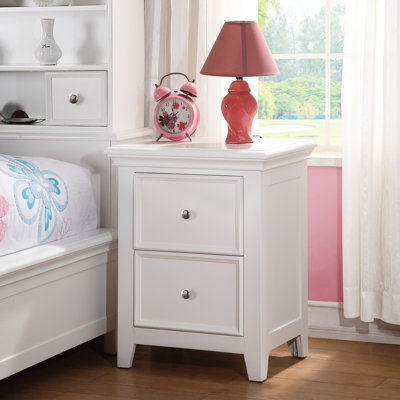 Bedroom 2 Nightstand In White Transitional Brilliance - Pine Mounted With 2 Drawers Design Made