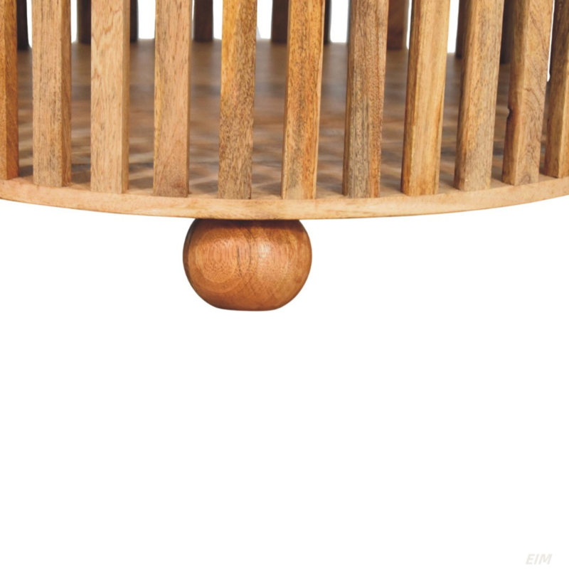 Table basse ronde à lattes Oak-Ish, table basse ronde