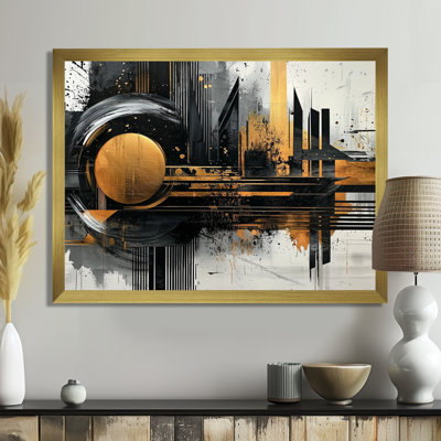 «Dark Transition Golden Shifting Horizons I», art abstrait transitionnel de formes modernes
