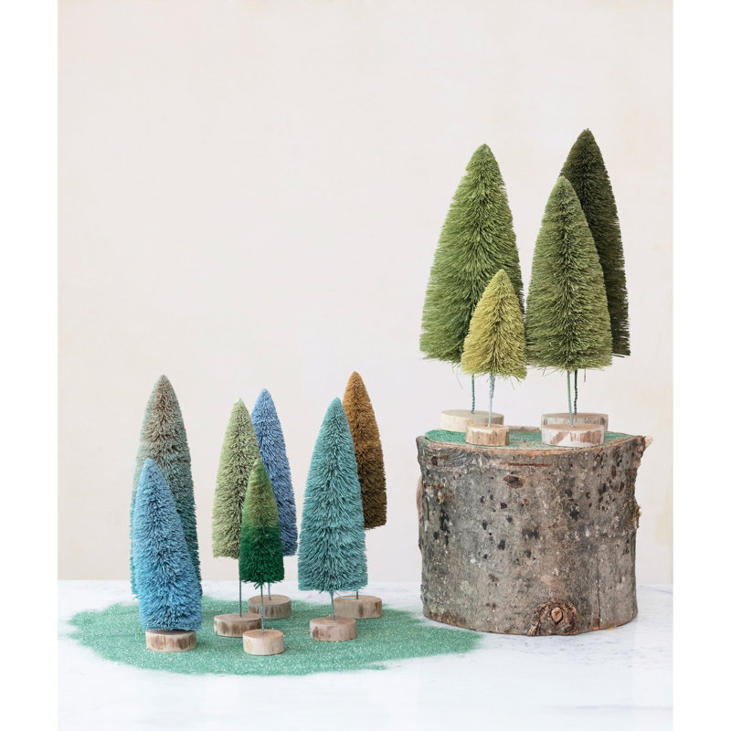 Sisal Bottle Brush Tree With Wood Base
