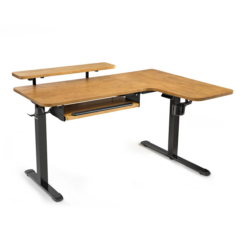 Bureau debout électrique moderne en L avec accessoires, Retour à droite