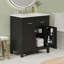 Meuble-lavabo de 76 cm avec lavabo en céramique, armoire noire moderne, 2 portes et étagère en forme de U pour un rangement optimal, espace optimisé