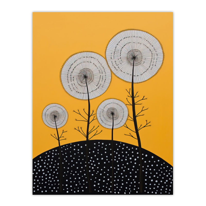 Wall Art Print Dandelion Hill Folk Style Yellow Living Room