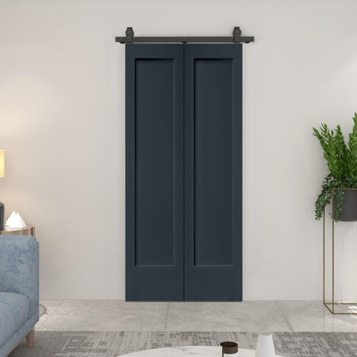 Paneled MDF Composite Bifold Barn Door with Installation Hardware Kit