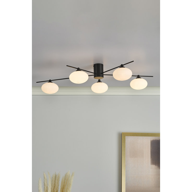 Kendra Glass Semi Flush Mount, Black