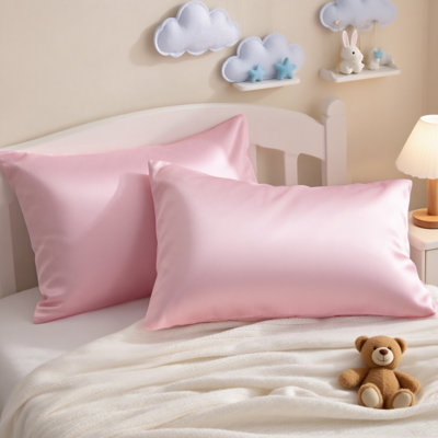 Taies d'oreiller pour enfant en satin de coton à densité de tissage 500 fils, housses de coussin respirantes à fermeture en douceur, 13 x 18 po, paquet de 2