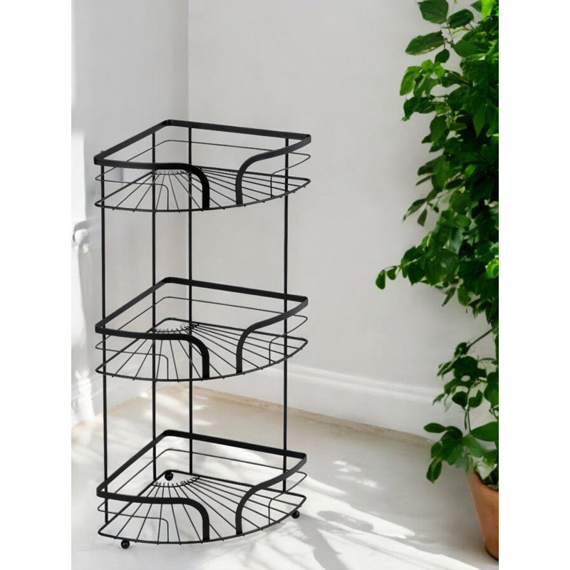 Dante Black Corner Caddy And 2 Tier Shower Caddy, Black