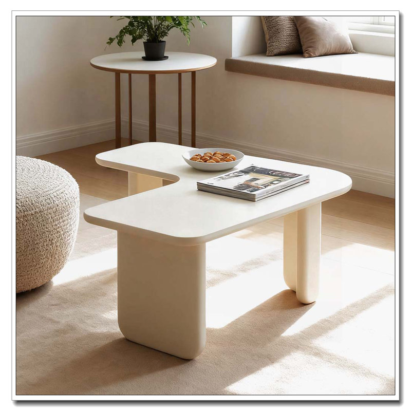 Table basse en L 35,43 po, Blanc