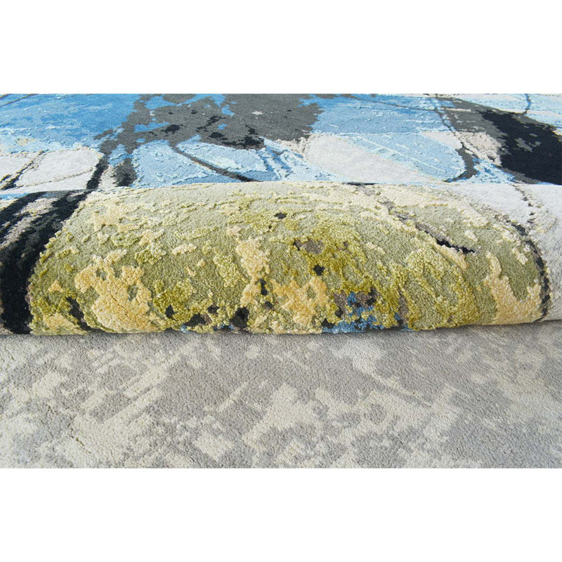 Hand Woven Silk and Wool Area Rug, Rectangle 8' x 10'