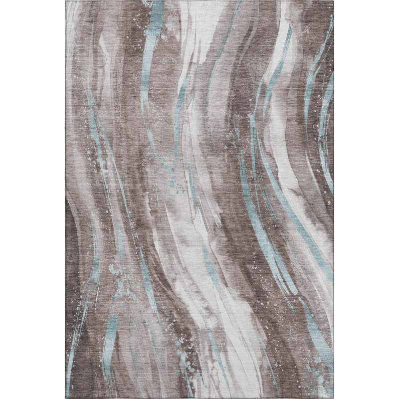 Premium Machine Washable Slesnick AMF1676 Swirls Rug, Rectangle 10' x 14'