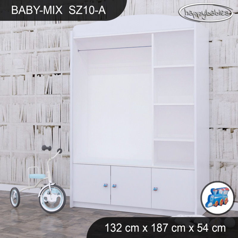Baby 6 Door Wardrobe, Blue/White