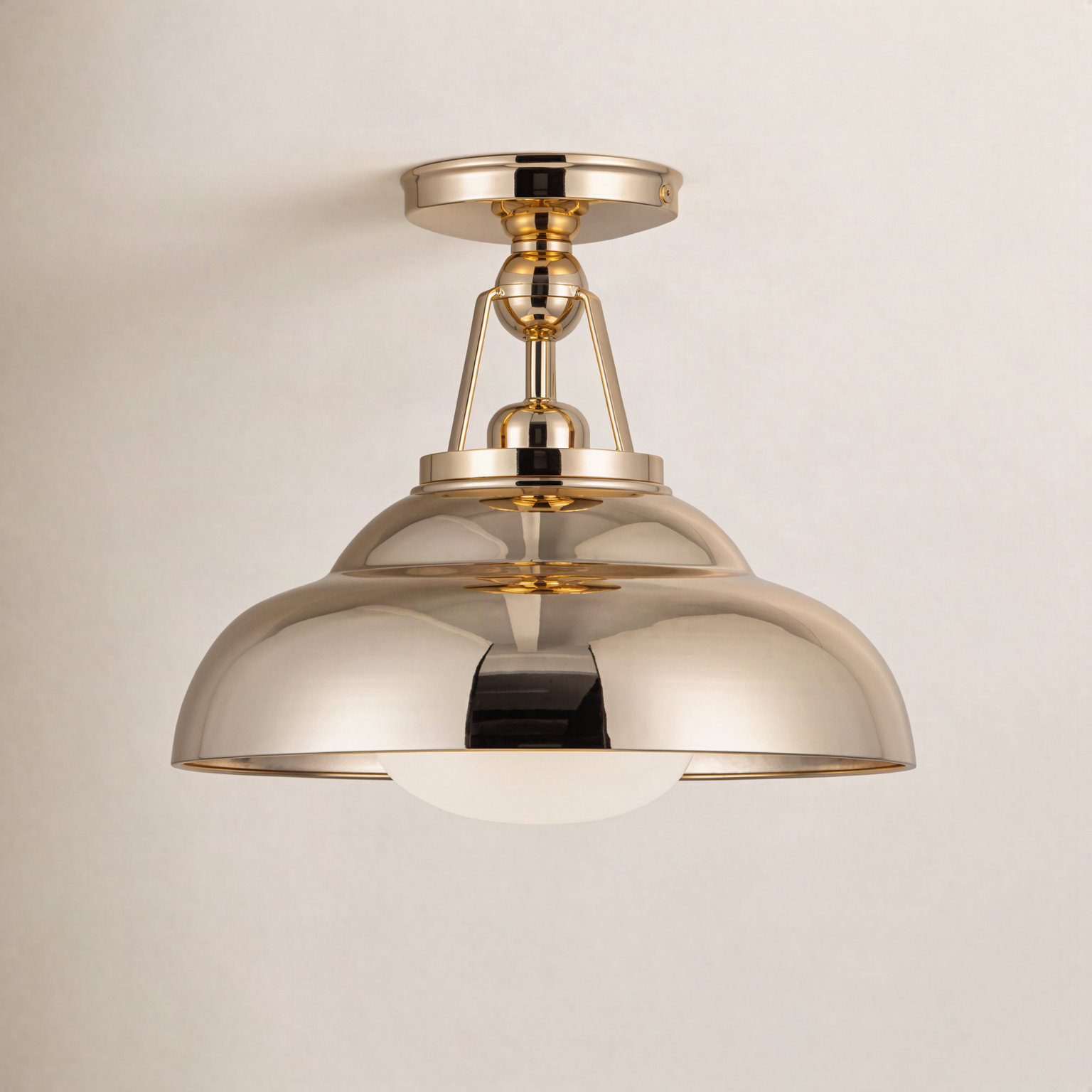 Palmetto Single Light Semi Flush Mount, Polished Brass