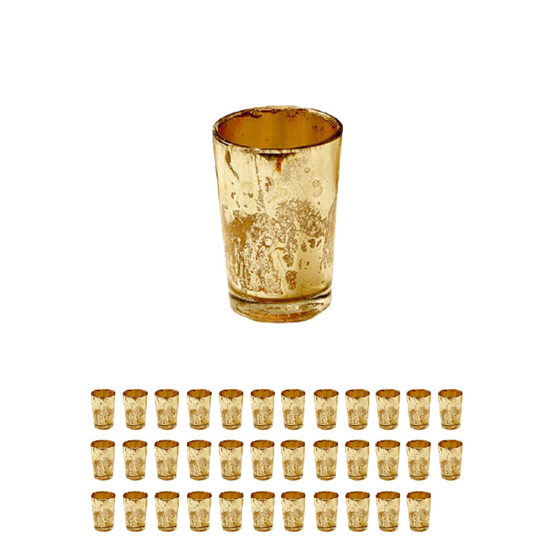  Bougeoirs Aurora Mercury Gold, décorations pour les mariages, les fêtes et la maison, éclairage chaleureux, cadeau idéal, diamètre de 2,5 po et hauteur de 3,5 po, paquet de 36