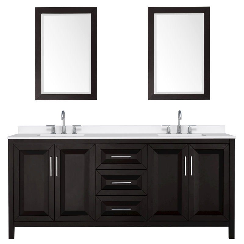 Daria 80'' W Vanity, Brown, Polished Chrome, White Quartz