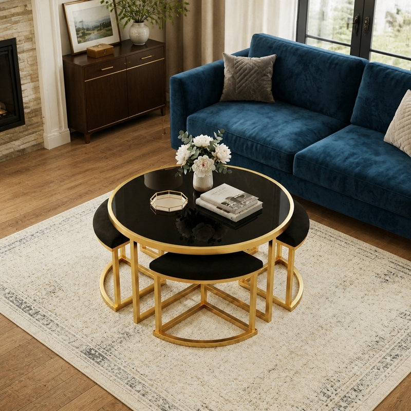 Tempered Glass Top Nesting Coffee Table