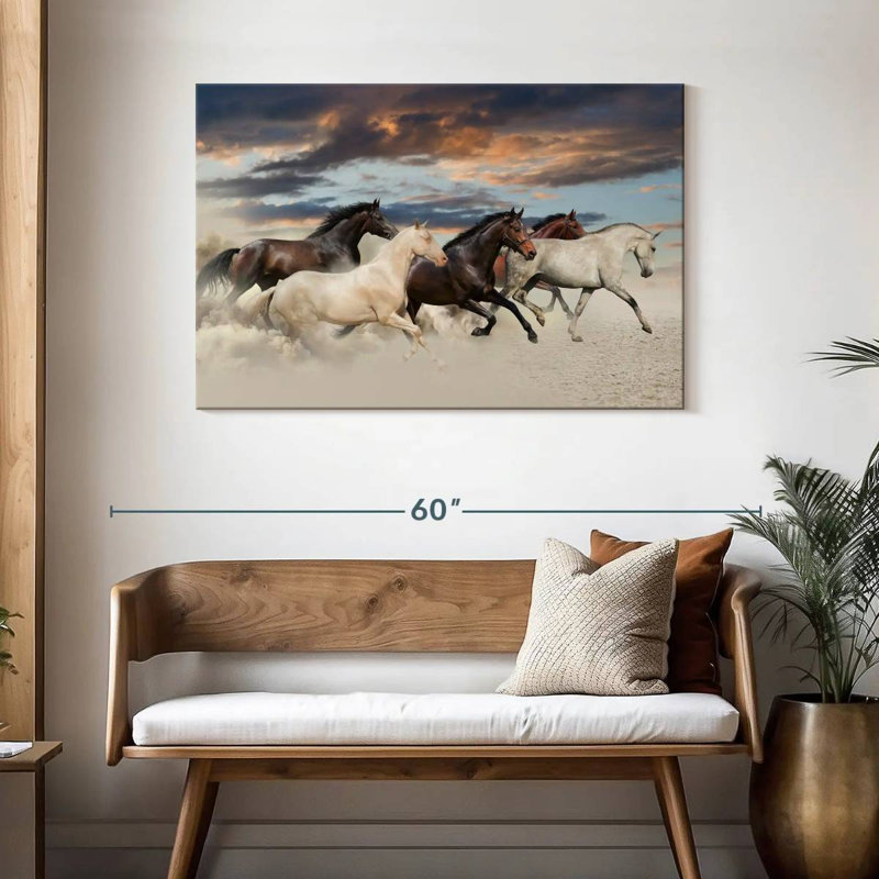 Chevaux du désert au galop, H 30 po x l 45 po