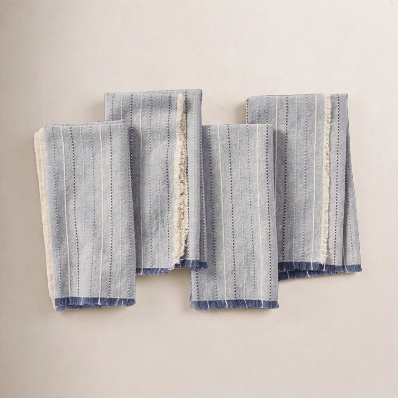 100% Organic Cotton Square Napkins, Blue Jay