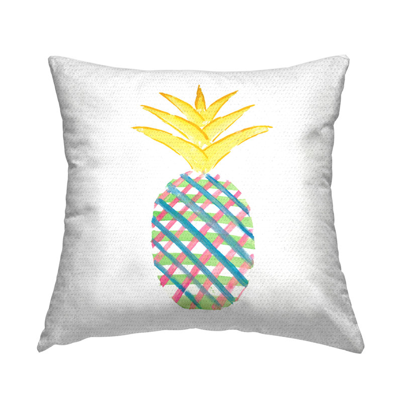 Coussin d'extÃ©rieur Ã  motif ananas et carreaux, crÃ©ation de Julie DeRice