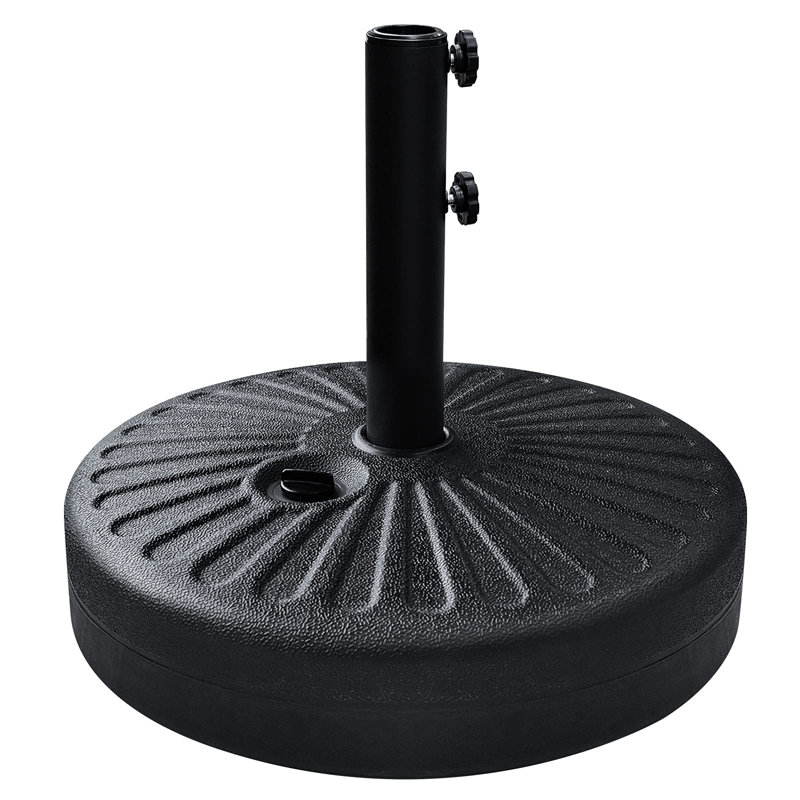 Base de parasol lestée 22l | Support rond robuste pour parasols de marché | Noir
