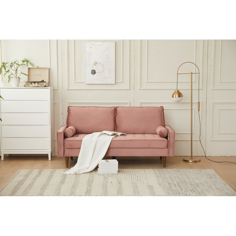 Causeuse rembourrée Mearline, Velours rose