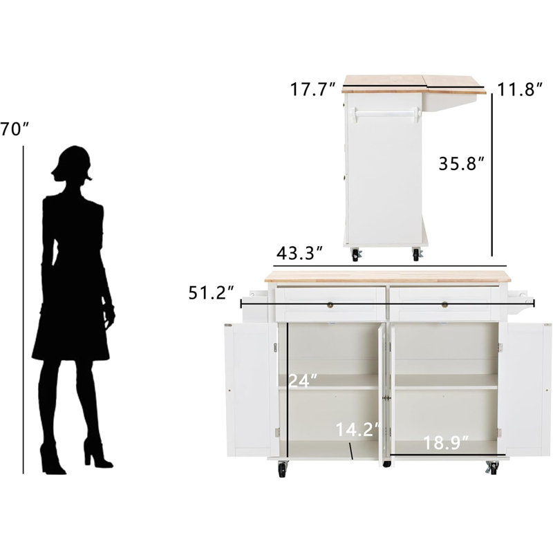 Îlot de cuisine avec abattant coulissant pour table de bar, chariots de cuisine sur roulettes avec rangement, porte-serviettes, table d'îlot à tiroirs pour la cuisine, la salle à manger, Zafreen