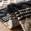 Tapis géométrique en jute / coton tissé à la main en fibres naturelles ivoire / noir-1308310389