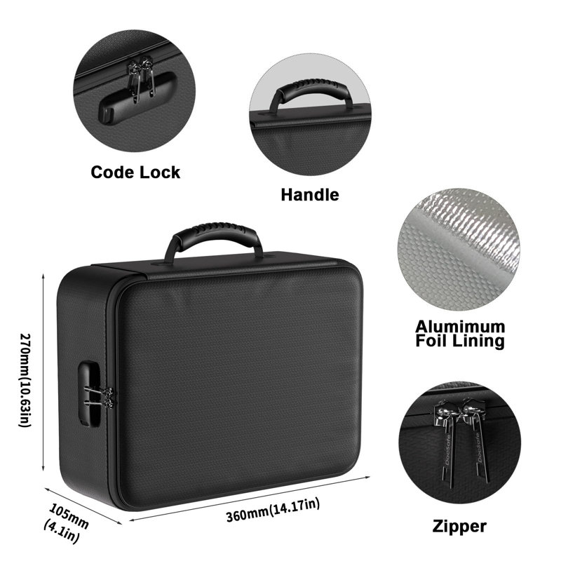 5200°F Document Organizer With Lock,Upgraded Heat Insulated Fireproof&Waterproof Box 8 Layers File Organizer,Portable Home Travel Safe Storage For Important Documents, Files,(Soft)