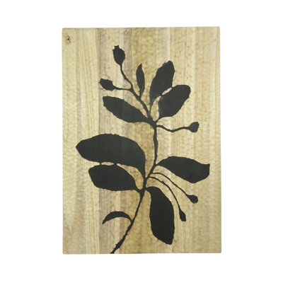 Art mural en bois à motif floral brun gravé 36,02 po