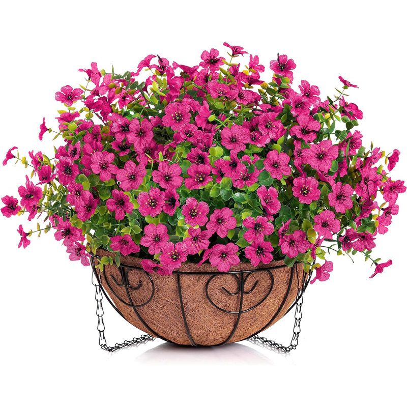 Panier de fleurs artificielles artificielles pour l'été, Rose rouge