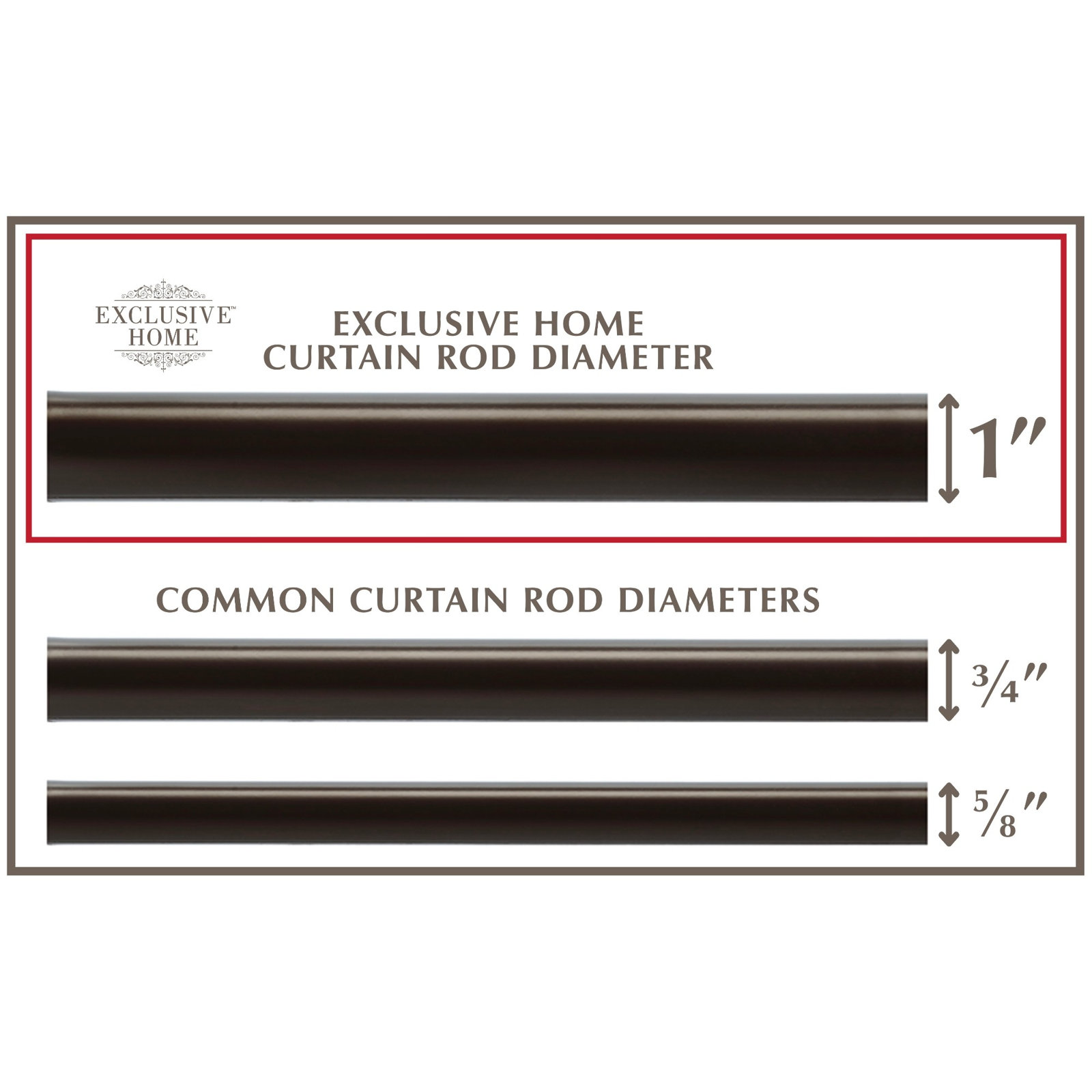 Nikhat Single Curtain Rod, 36" - 72", Bronze