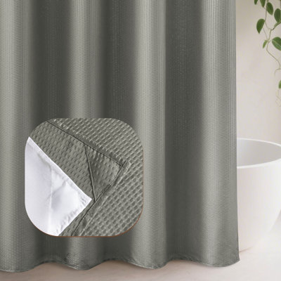 No Hook Embossed Shower Curtain With Snap-In Liner