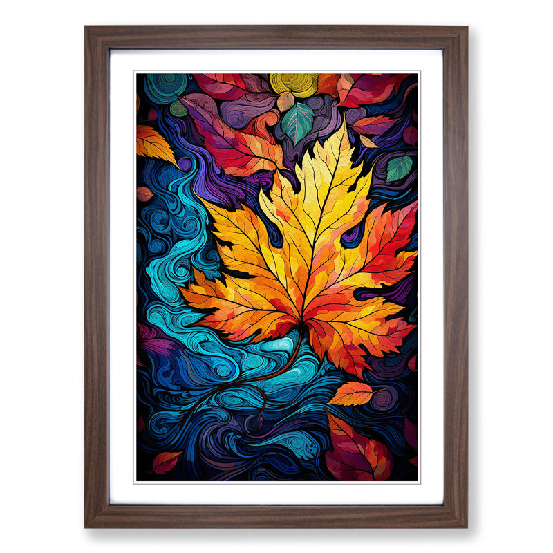 Leaf Futurism No.2 - Framed Print, 64cm H x 46cm W x 2cm D, Walnut
