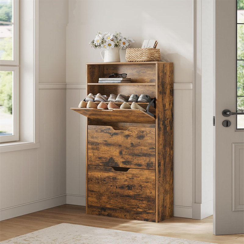 18 Pair Shoe Storage Cabinet, Brown
