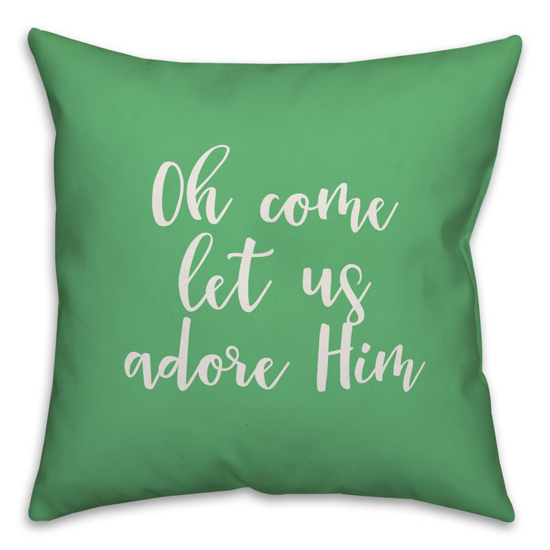  Oreiller Oh Come Let Adore him, Vert clair, Coussin décoratif