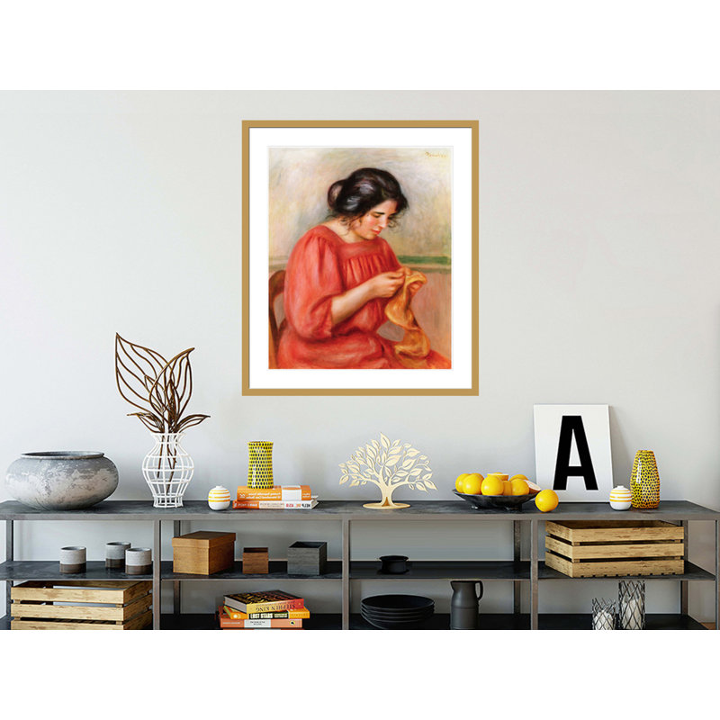 Gabrielle darning par Pierre-Auguste Renoir, impression giclée encadrée, H 38,97 po x l 33,5 po