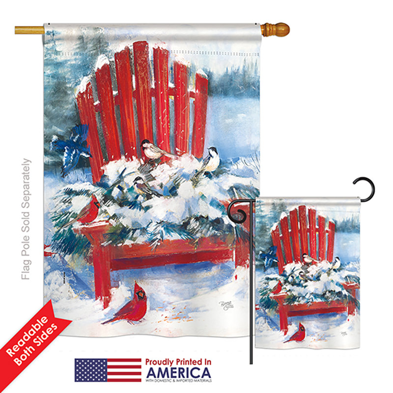 Ensemble de 2 drapeaux en polyester 2 côtés "chaise en hiver" wonderland impressions