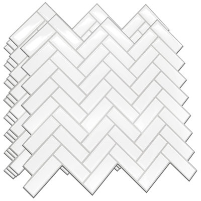 Herringbone Glossy 3D Sticker Tile - 20cm x 28cm