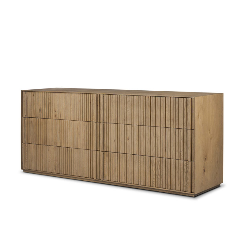 Jaxin 75'' W 6 - Drawer Dresser, Rustic Light Natural Oak