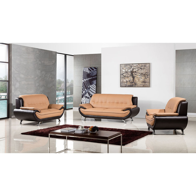 Sulayman Faux Leather Armchair, Yellow/Brown Faux Leather
