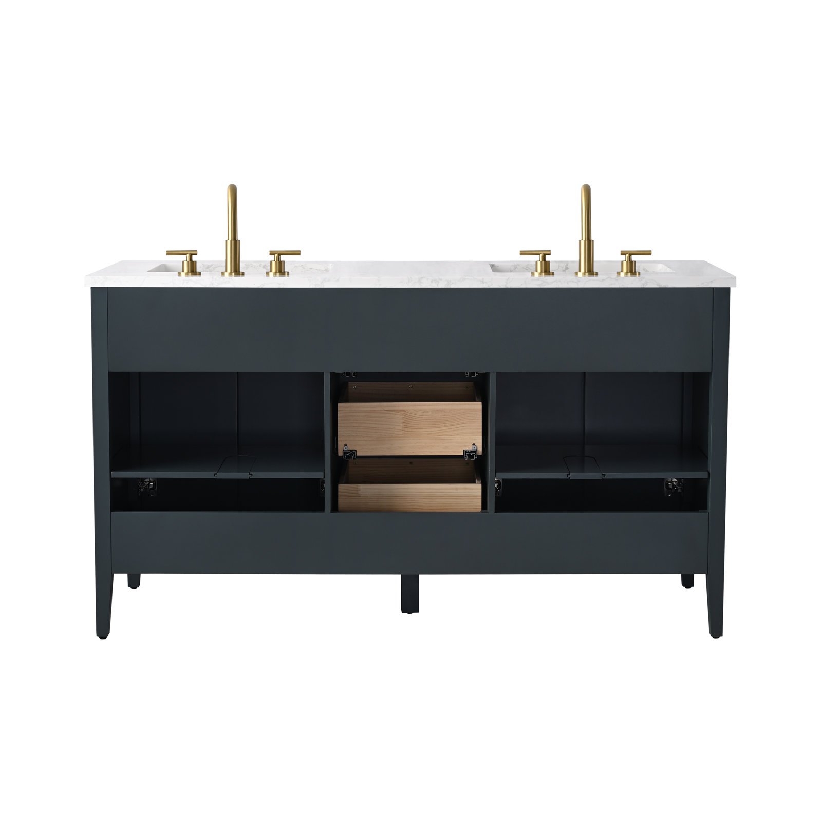 Bilroy 72" Pine Double Bathroom Vanity, Vintage Blue/Brushed Bronze