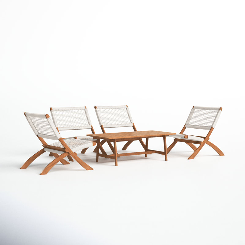 Kismet Acacia 5-Piece Armless Chairs Seating Group, Natural/White