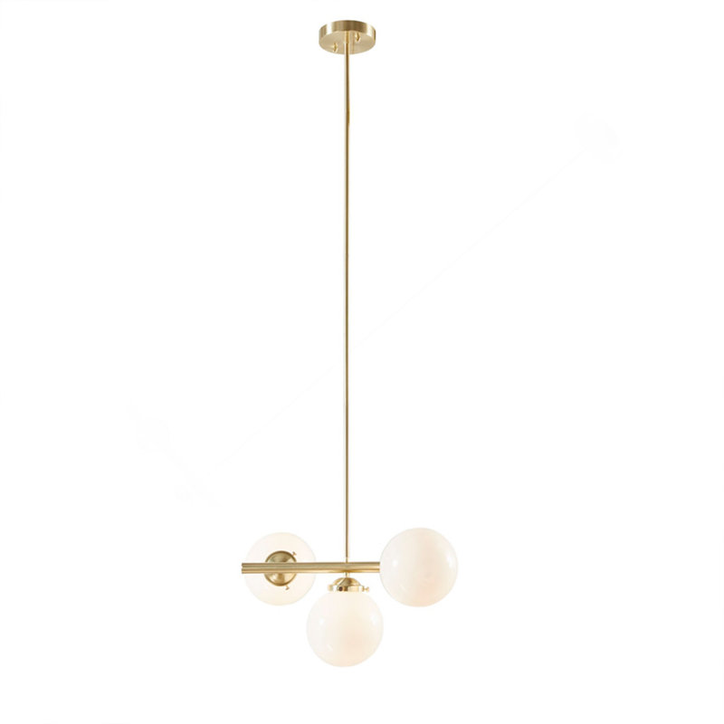 3-Light Chandelier With Frosted Glass Globe Bulbs