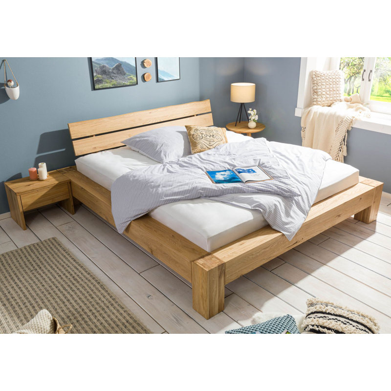 Solid Wood Bed Stockholm Wild Oak, 140 x 200 cm