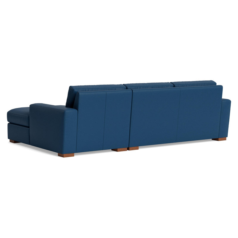 Couch Potato Chaise Sectional, Right Hand Facing, Leather - Deep Blue