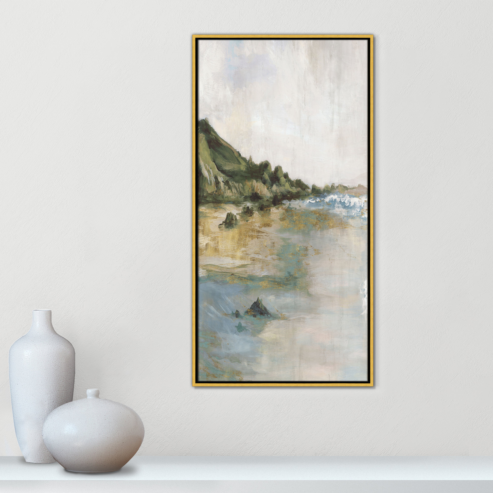 Tide’s Edge Print by , 41.5" H x 21.5" W, Gold
