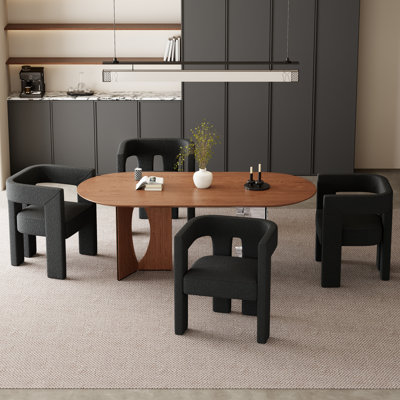 Chaise demi-tonneau rembourrée Modern | Ensemble de chaises Bouclé, chaises de salle à manger et chaises uniques