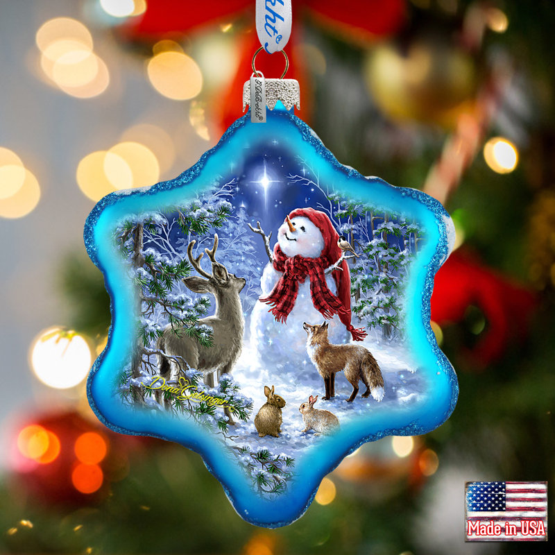 Holiday Splendor 4'' Handmade Glass Holiday Shaped Ornament, Blue
