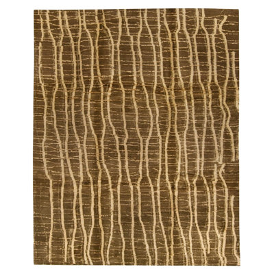 Dragnet Wool Striped Area Rug in Beige/Green