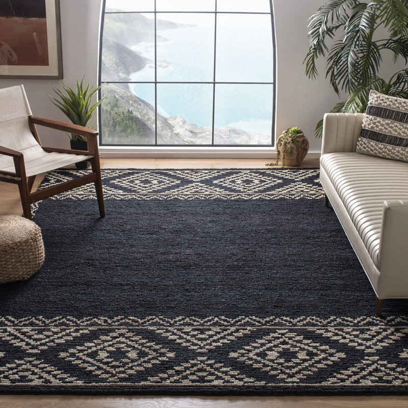 Sirois Natural Fiber Hand Woven Jute Geometric Rug, Rectangle 5' x 8'