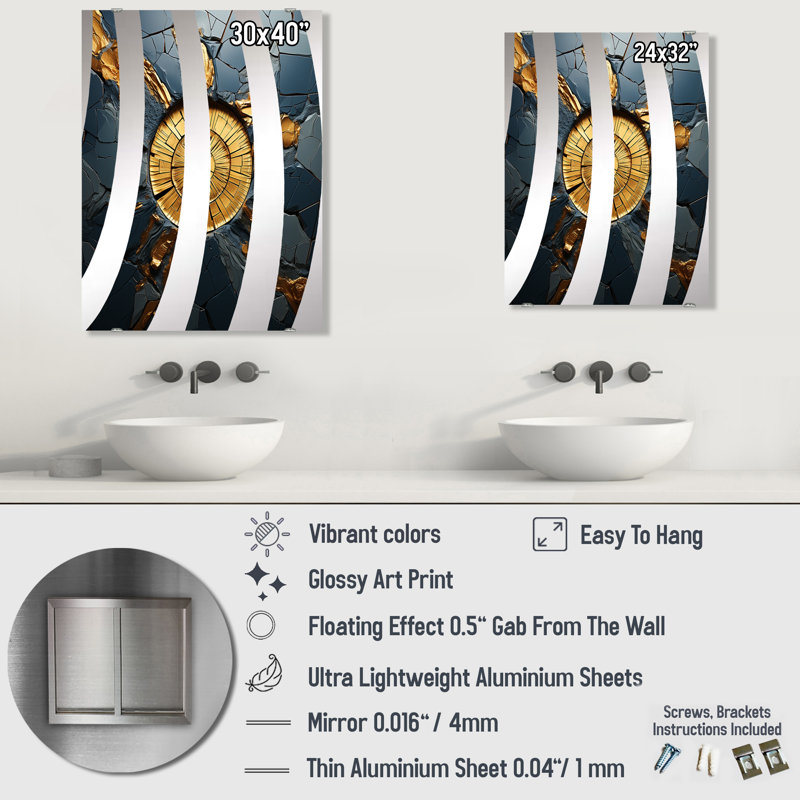Mosaic Tiles I - Miroirs muraux décoratifs à carreaux abstraits MIR137117, 32 po x 24 po